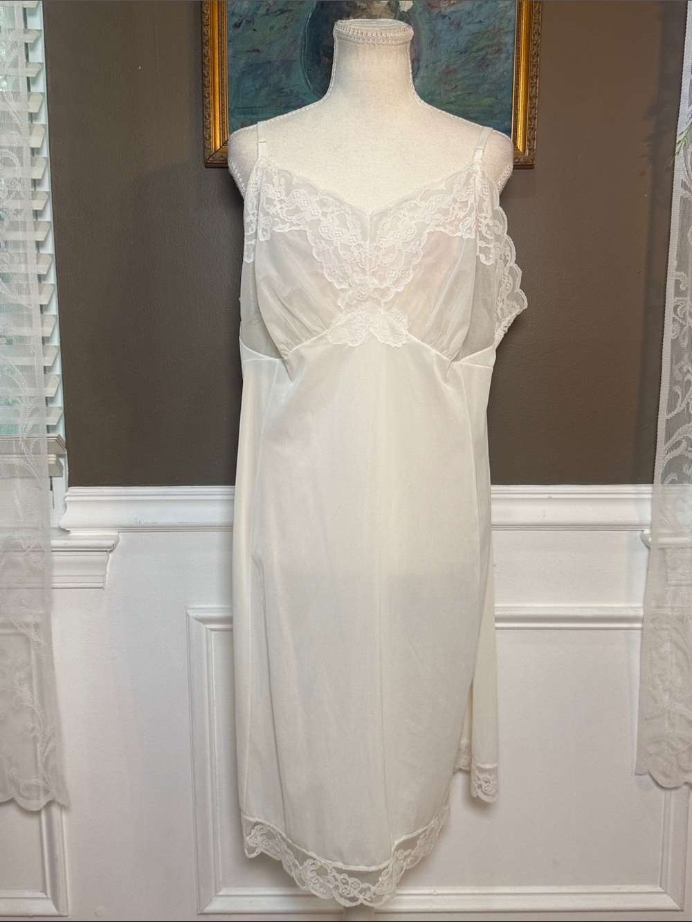 Vintage Van Raalte Ivory Lace Bridal Slip Dress 46A 1X